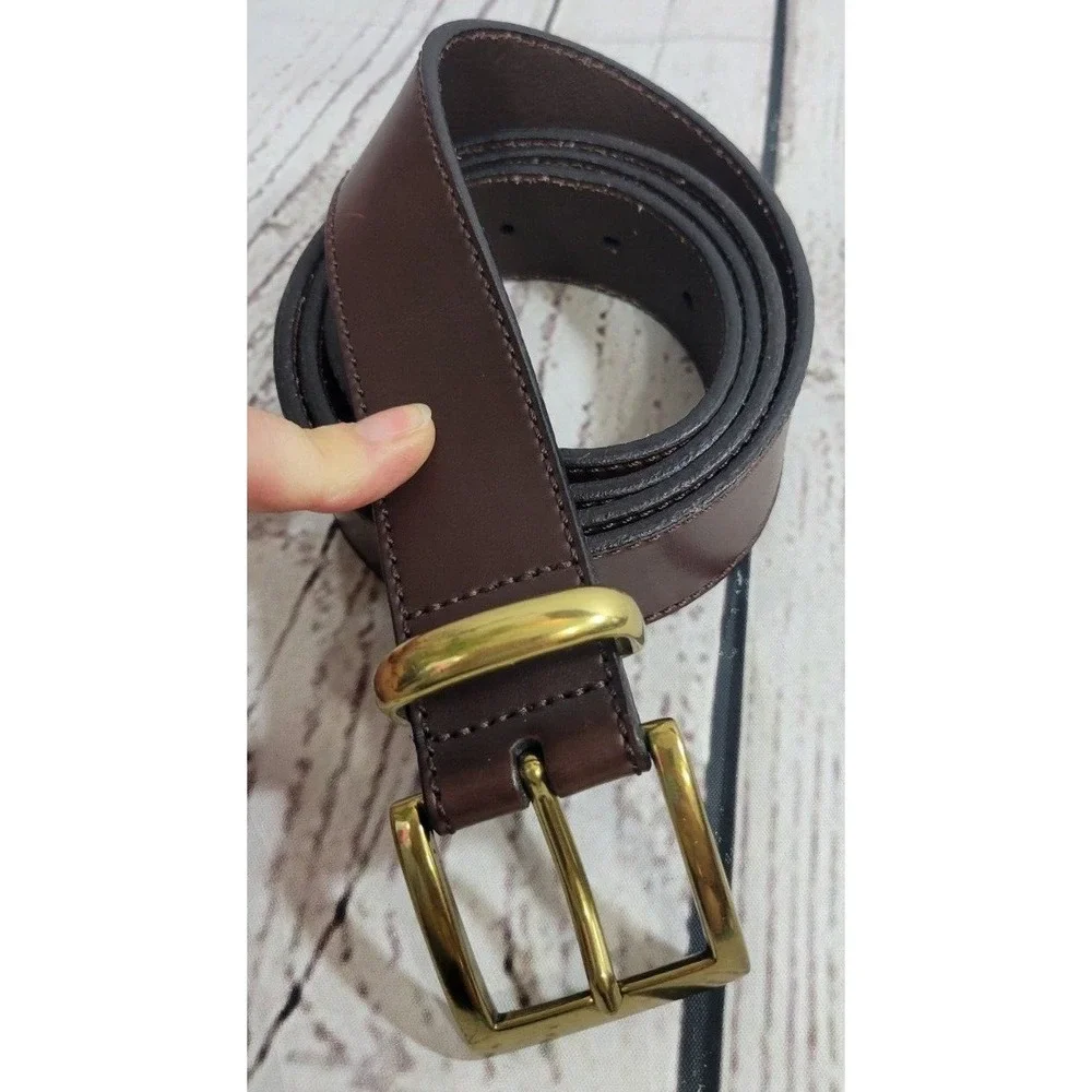 Unbranded Leather Belt Classic Professional Minimalist Dress Dark Brown Size 44